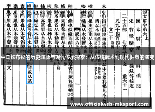 中国铁布衫的历史渊源与现代传承探索：从传统武术到现代健身的演变